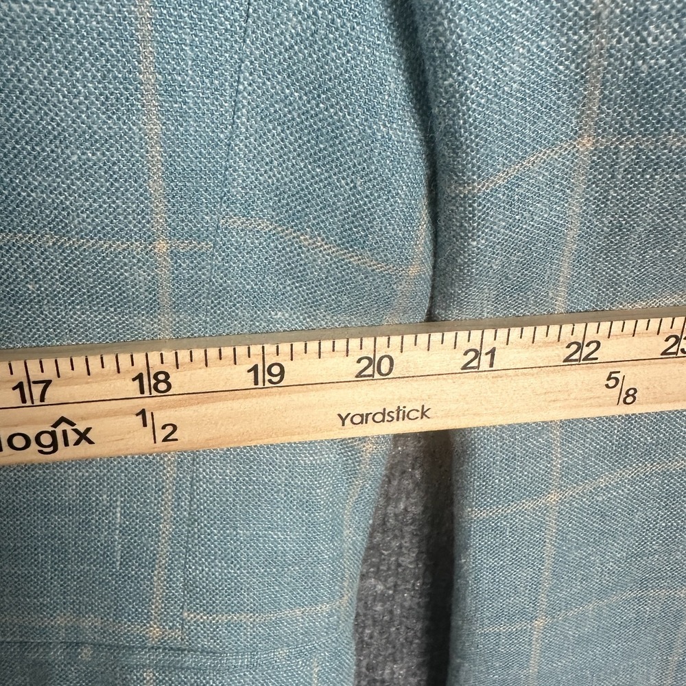 Ben Silver Charleston Mens 43R Silk Linen Wool Blue Plaid Sport Coat Canada - Picture 11 of 14
